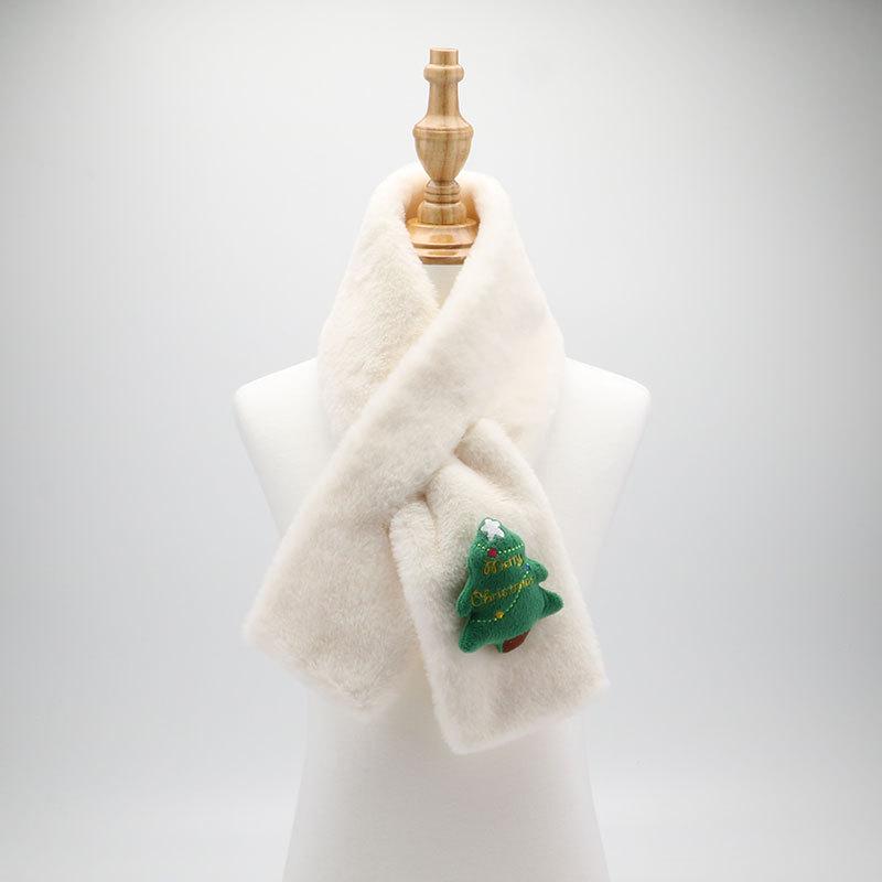 

Children s Christmas Tree Plush Scarf - Cartoon Winter Neck Warmer for Boys & Girls 75-10cm