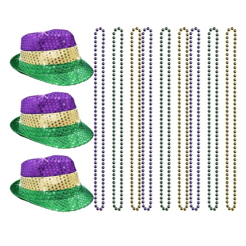 Fashion Cosplay Sequins Hats&Eyeglasses&Bowtie Set Modern-Times Top Bonnet Men Cosplay Stage Performance Costume