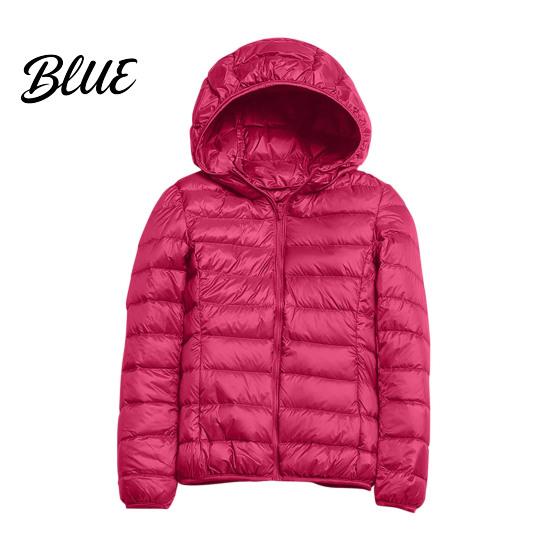 Polyester Lining Coat Pockets Zip-up with Hood Down Jacket Women Winter And Zipper Padded Warm
