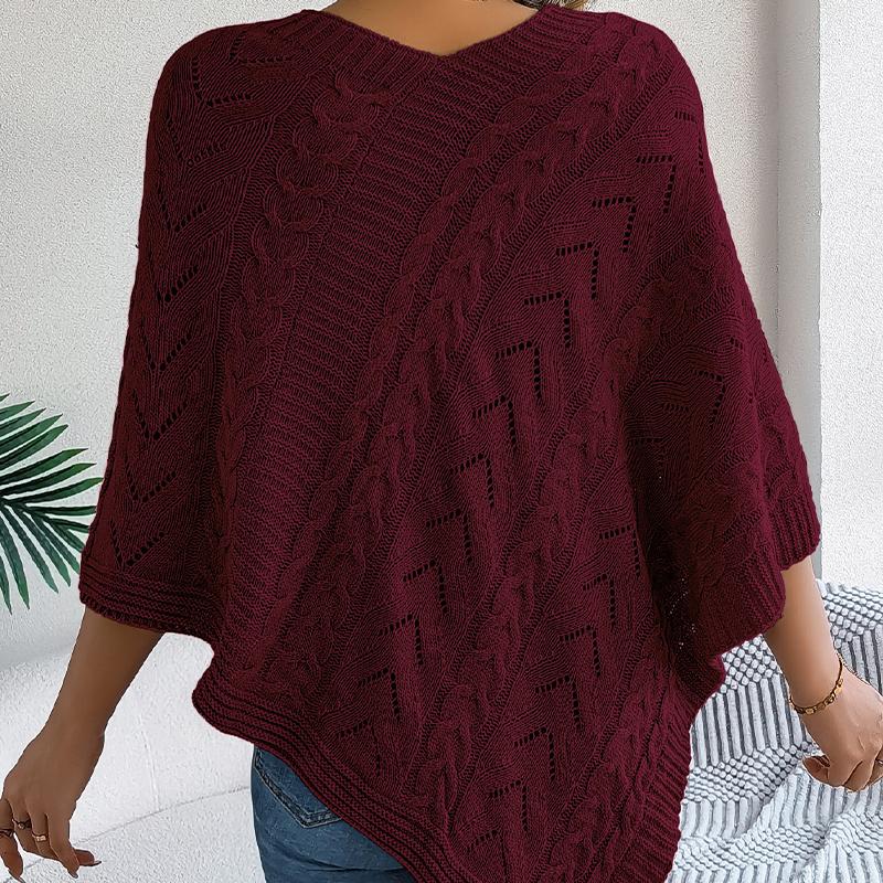Women's Cable Knit Cape Sweater Oversized Open Front Poncho Coat Casual Solid Color