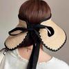 Summer Large Brim Lafite Grass Empty Hat Women's Sun Protection Straw Hat Long Streamer Bow Sun Hat Sun Hat