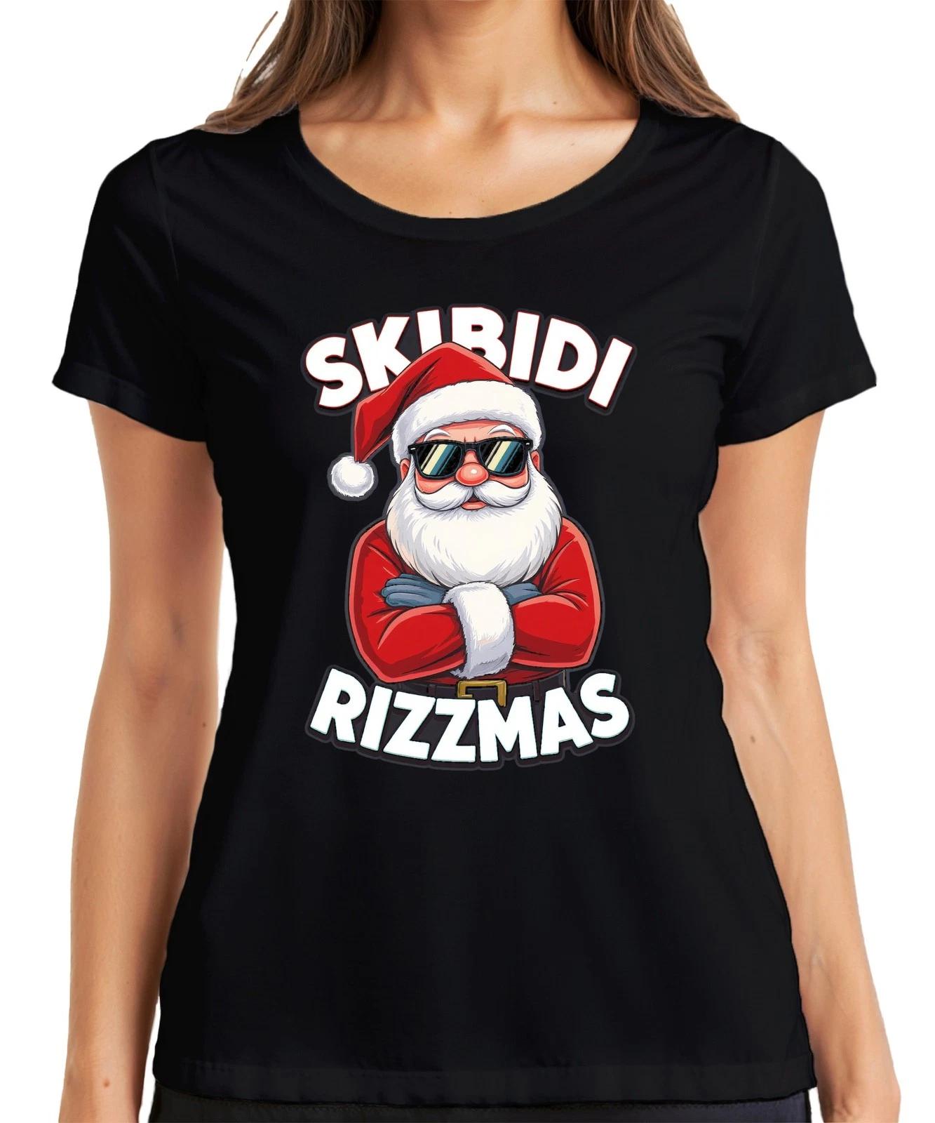 Skibidi Rizzmas Weihnachtsmann Sonnenbrille Lustig Meme Geschenk Damen T-Shirt XXL