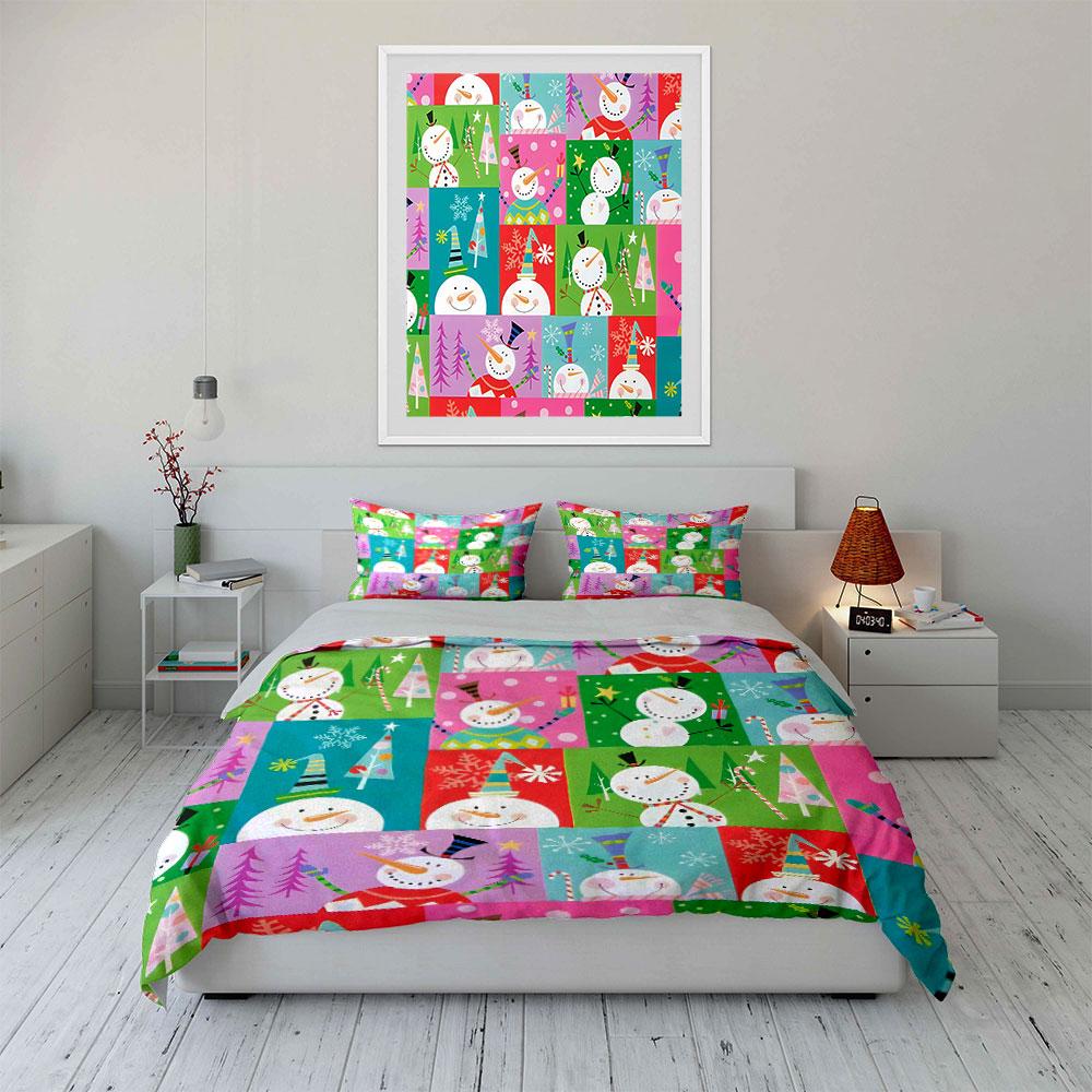 Cartoon Bears Winter Pattern Bedding Duvet Cover Set Duvet Cover Pillowcases (1*Duvet Cover 2*Pillowcases, without duvet insert)