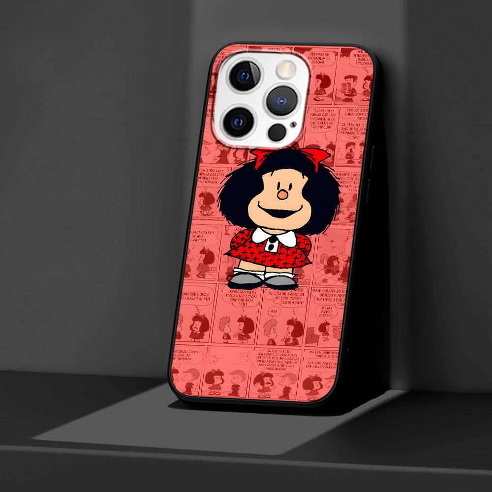 

Cute Mafalda Case for Apple iPhone 14 11 16 Plus 8 X XS 13 12 Mini XR 15 Pro Max Silicone Black Soft Phone Cover iPhone 14 Pro
