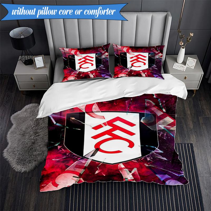 3PCS Fulham F.C Printed Soft Bedding Set,Including 1pc Duvet Cover And 2pcs Pillowcases Perfect for Bedroom, Dormitory, Fan gift