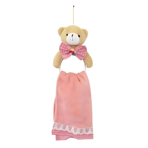 

Kawabata Towel Hanger (with Towel), Bear Design, Pink, 17 x 9 x 23 cm, 1712TAR002