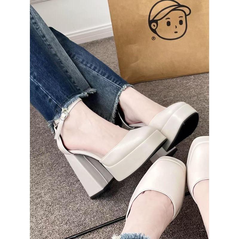 Super high heel barbie shoes muffin sole thick heel fairy white mary jean shoes small m wedding dress artifact wedding shoes