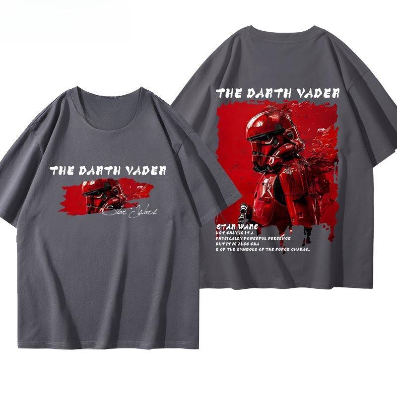2026 New Style Star Wars Star Wars ShortSleeved American Retro Casual StreetTough Textured HeavyDuty  Cotton TShirt