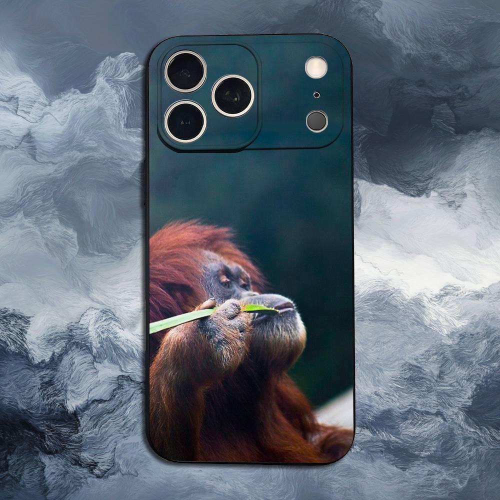 Red Funny Baboon Case For iPhone 12,14,15,16,17,13,11,X,Mini,Plus,Pro Max,8,7,XR,SE,XS,Soft Silicone Black