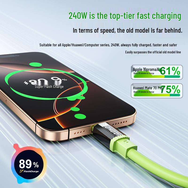 Super Fast Charging 6A Liquid Silicone Type-C Multi-functional Thickened Data Cable