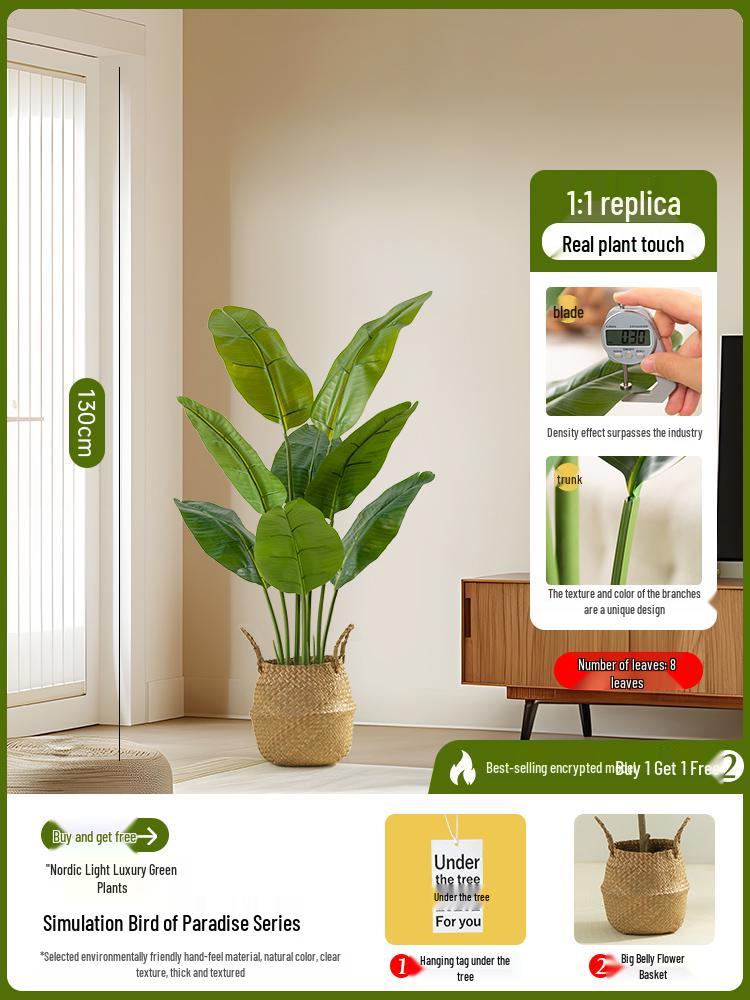 Luxury Fishtail Palm Artificial Tree for Indoor Living Room Decor - Bionic Green Plant In Pot for Floor Landscaping.