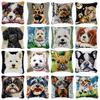 Schattige Dier Hond Patroon Latch Hook Kit Datura Bloemen Knoop Kussen Pakket Borduur Latch Hook Kits Vintage Kussen Kussensloop