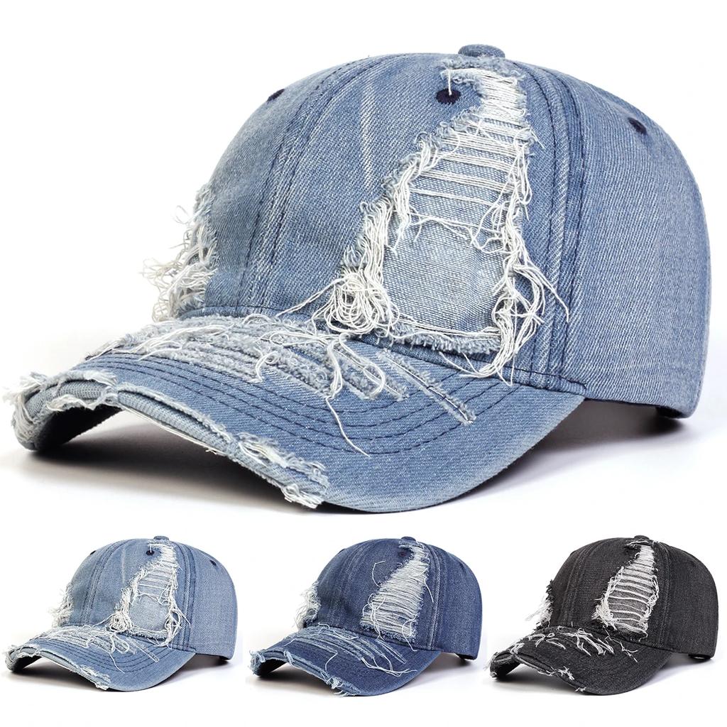 Baseball Wash Water Denim Ripped Neutral Gender Women Men For Caps Spring Autumn Outdoor Adjustable Casual Hats Sunscreen Hat Sports Cap