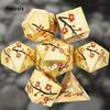 7 Pcs Golden Flower Metal Dice Solid Metal Polyhedral Dice Set Suitable for Role-Playing RPG Board Game Card Game