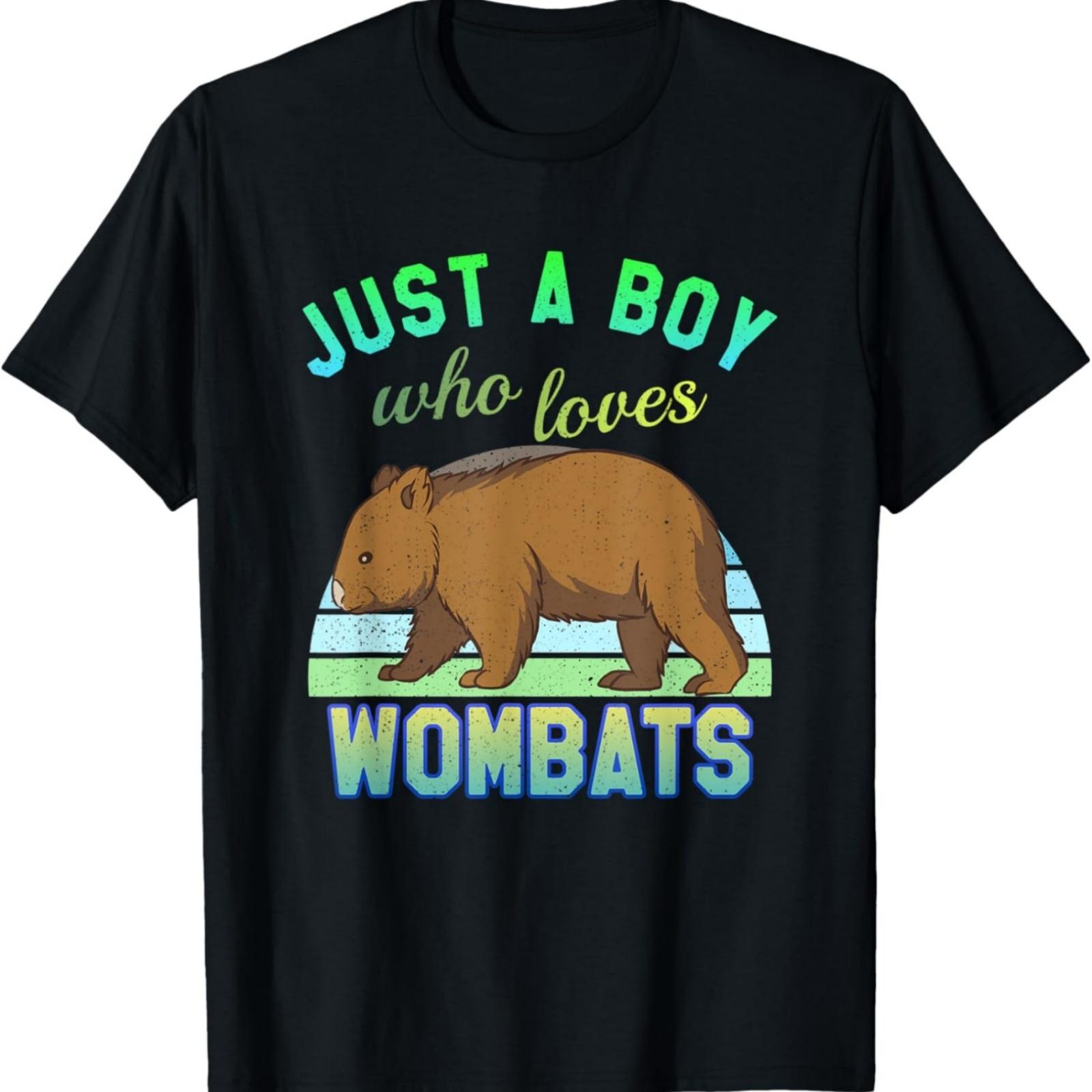 

Just A Boy Who Loves Wombats Retro Australian Wildlife T-Shirt XXXXXL
