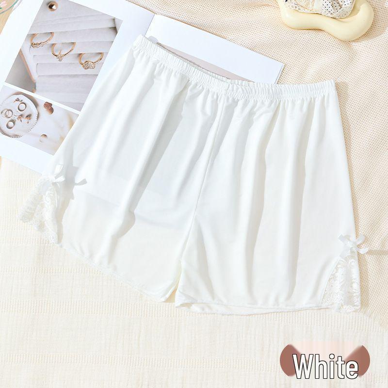 Women s Summer 2026 Lace Bow Ice Silk Safety Shorts: Thin, Three-Quarter Length Anti-Exposure Base Layer One Size