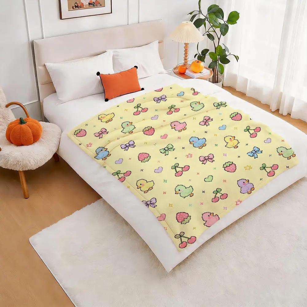 Cute Animal Art Graffiti Cat Dog Dinosaurs Kid Throw Lightweight 240G Flannel Blanket Soft Skin-Friendly For Summer Cooling