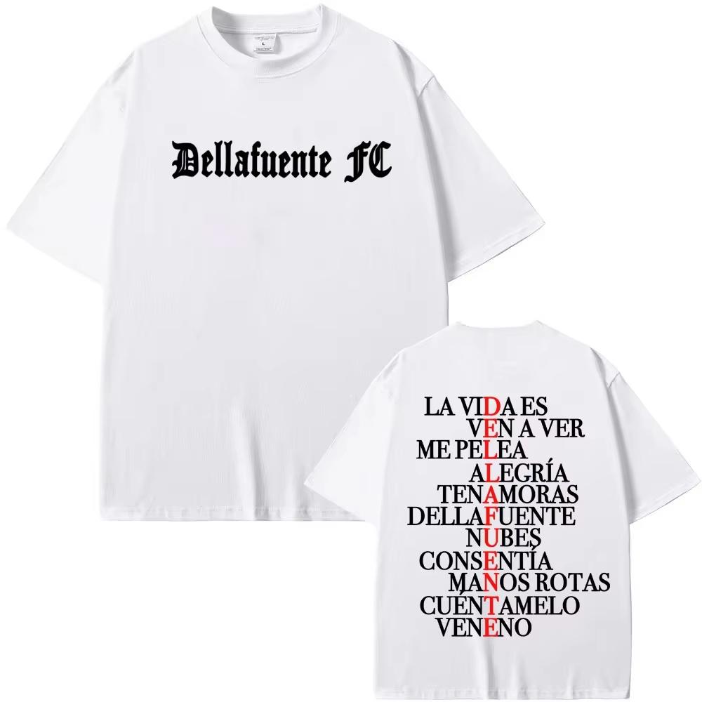 Rapper Dellafuente Album Letters Print Tshirts Men Women Vintage Hip Hop Pop Music T Shirt High Quality Shortsleeved Top