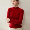 Classic Women's Cashmere Knit Pullover: Striped Half-High Collar, Solid Color, Autumn/Winter Commute Sweater