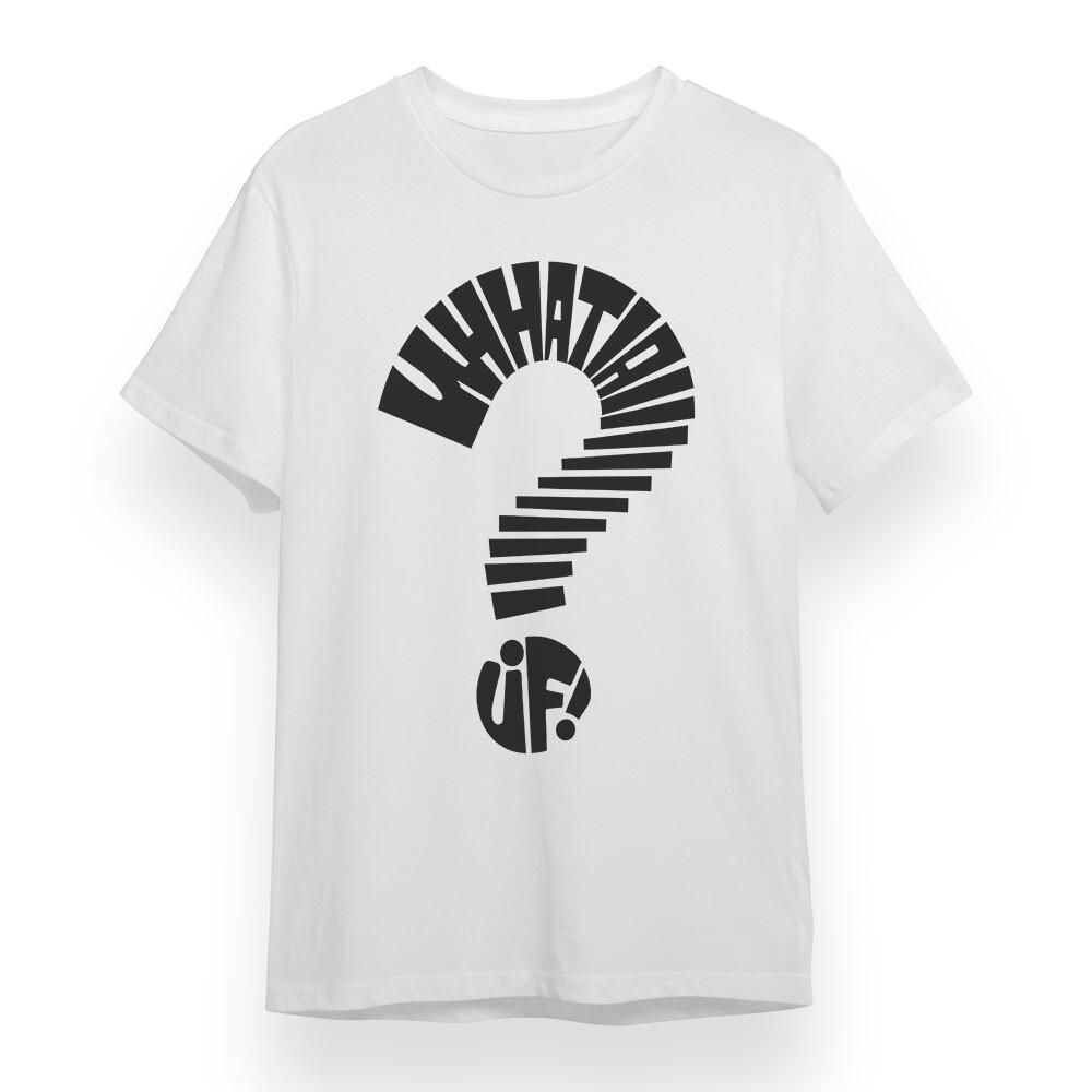 

Men s T-shirt With Abstract Question Mark Graphic White 100% Cotton Oversize Tee M