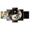 Yin Yang Cosmos Full Moon Abstract Canvas 5 Piece Five Panel Wall Print Modern Art Poster Picture Home Decor Gift For Him For Her