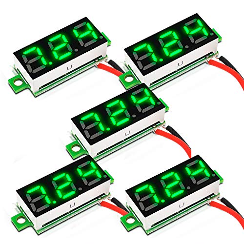

Aideepen 5pcs 2-Wire LED Voltmeter 0.28 Digital Display Voltage Tester DC 2.5V - 30V зелений