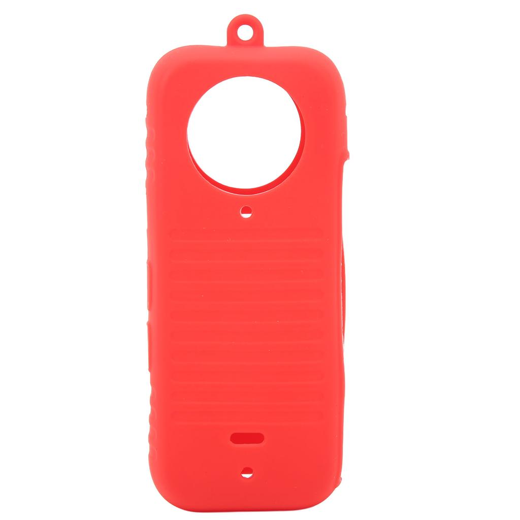 Panoramic Camera Protective Cover Silicone Anti Fall with Hand Strap Camera Body Lens Protector for Insta360 X3 Red