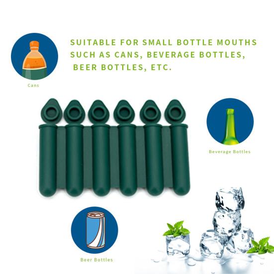 Ice Stick Mold Dustproof Lid 6 Cavities Food Grade Easy Release BPA Free DIY Reusable Bottled Beverages Silicone Ice Cube Mold Kitchen Supplies