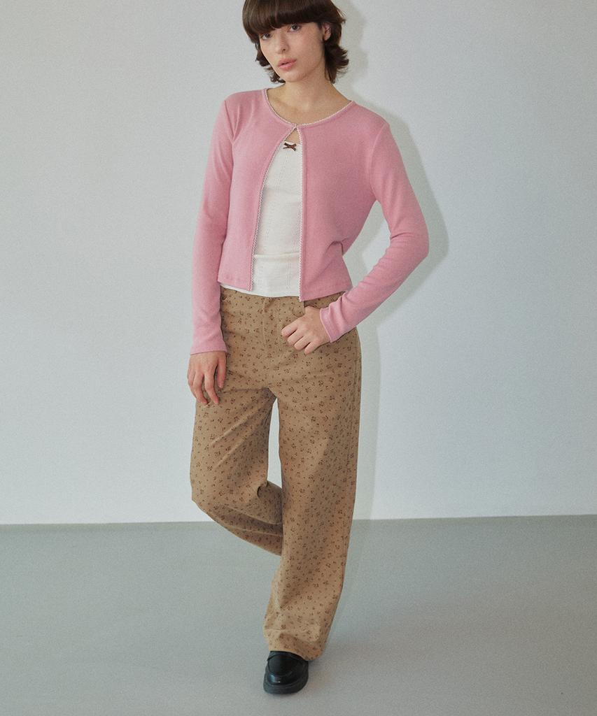 WOVEMENT Flower Corduroy Straight Pants Beige Wbdfpa004Be