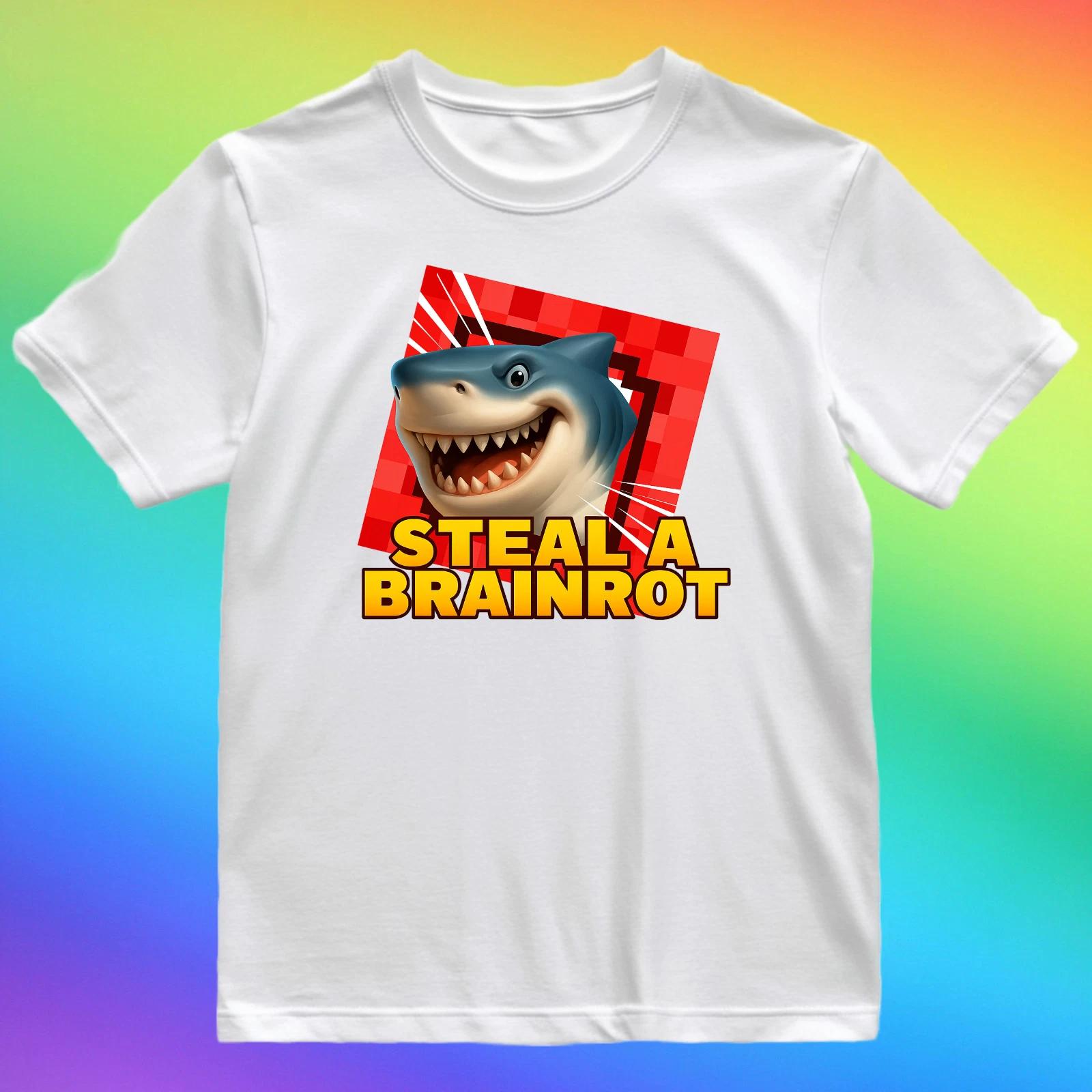 

Steal A Brainrot - T Shirt - Shark Kids Adults - Game Cute Gaming Party S