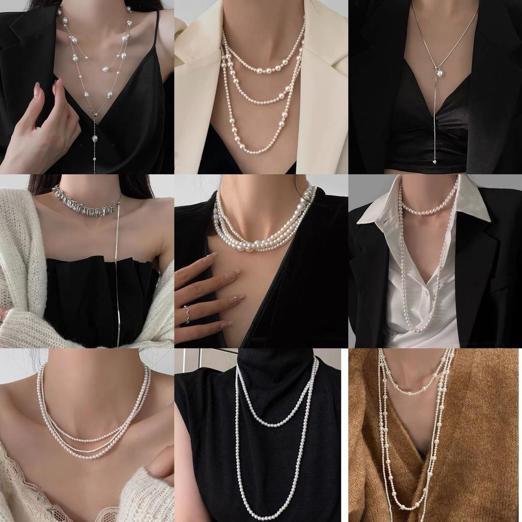 Irregular Long Pearl Necklace French Light Luxury Temperament Sweater Chain Niche Simple High Sense Necklace Women