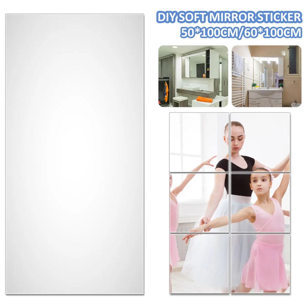 Self Adhesive Mirror Stickers Flexible Mirrors Sheets Cuttable DIY Wall Mirror PET Non Glass Mirror Stickers Wall Stickers Decor