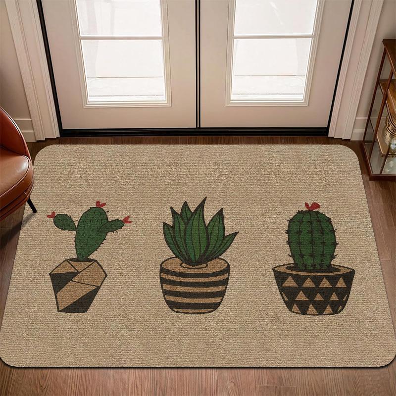 

Potted Cactus Plant Doormat, Greenery Style Non-Slip Entryway Rug, Durable Washable Floor Mat for Living Room and Patio 40x60cm