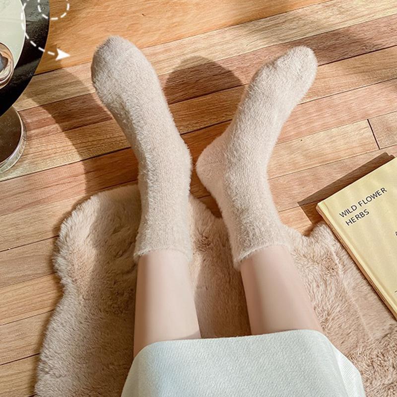 Fleece Lined Thickened Mink Velvet Socks With Soft Fluffy Feel And Warm Retention Perfect For Cold Winter Home Use