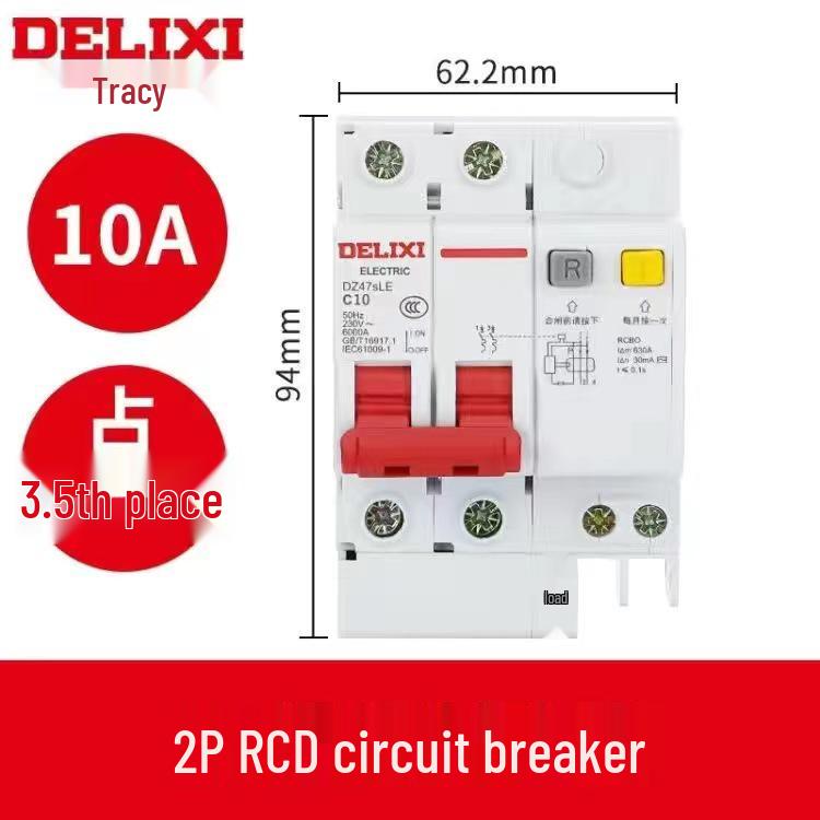 Delixi DZ47sLE Air Switch Circuit Breaker with Leakage Protection (1-4P, Single/Three-Phase, N)