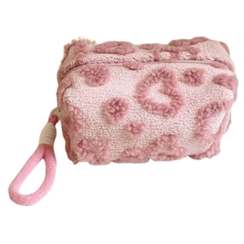 

INS Плюшевые косметички Милый дорожный органайзер на молнии Моющаяся сумочка Зима розовый