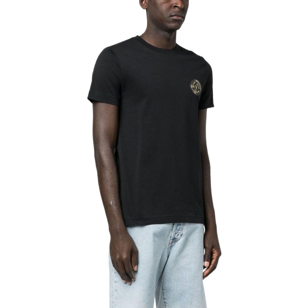 Versace Jeans Couture T Shirts Men's Black Crew Neck Moderate Straight Fit 74GAHY01-CJ00Y-899