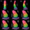Mixed Color Glowing Dildo Simulation For Men And Women In The Backyard  Used For Masturbation As An Adult Product