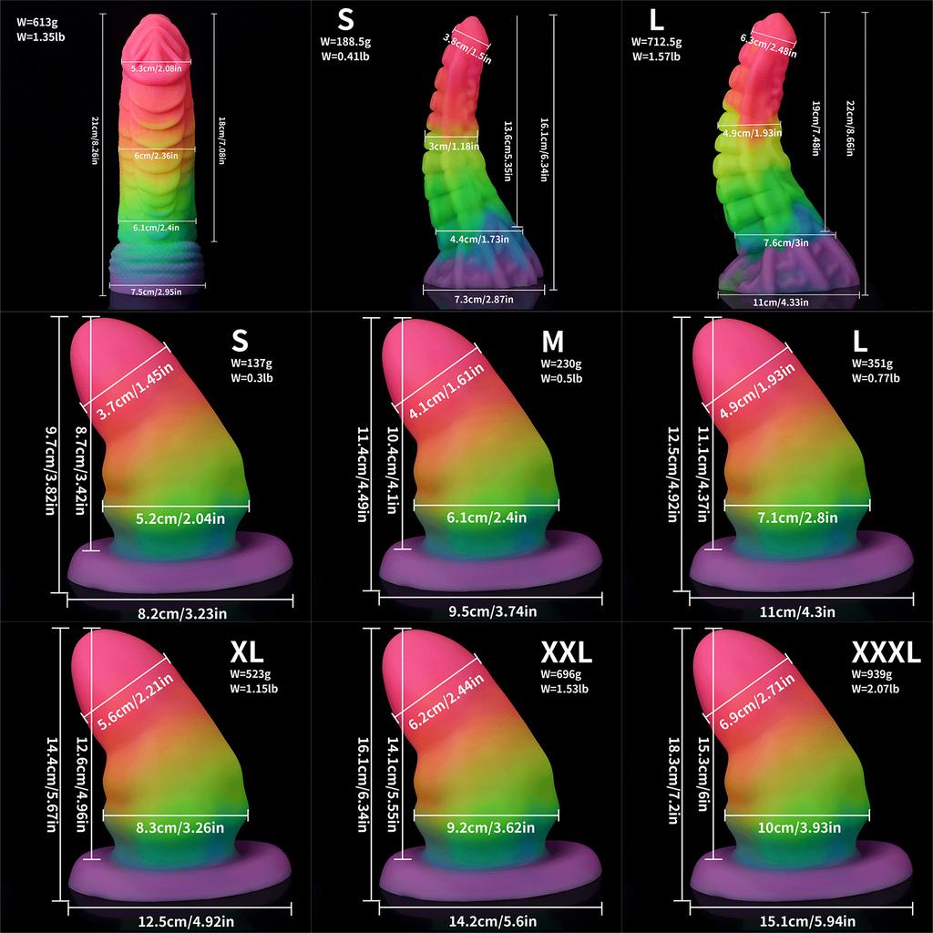 Mixed Color Glowing Dildo Simulation For Men And Women In The Backyard  Used For Masturbation As An Adult Product