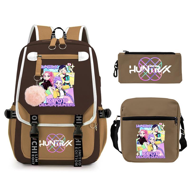 Animation Cartoon Peripheral Printing Trend Lightweight Shoulder Backpack, Primary And Secondary School Student Leisure Schoolbag Three-Piece Set
