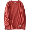 Style Loose Heavy Weight Pure Cotton Washed Long-T-Shirt Men's Clothing Tops Casual round Neck All-Matching Pure Color Bottoming Shirt Fashion