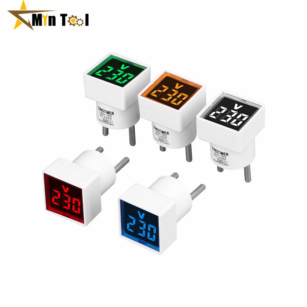 AC230V LED Digital Display Voltmeter Indicator Voltage Meter Light/Pilot Lamp EU Plug Electrician Tool
