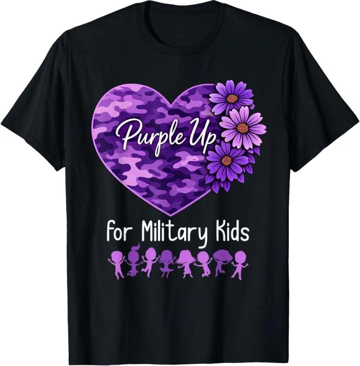 Purple Up for Military Heart Military Child T-Shirt S
