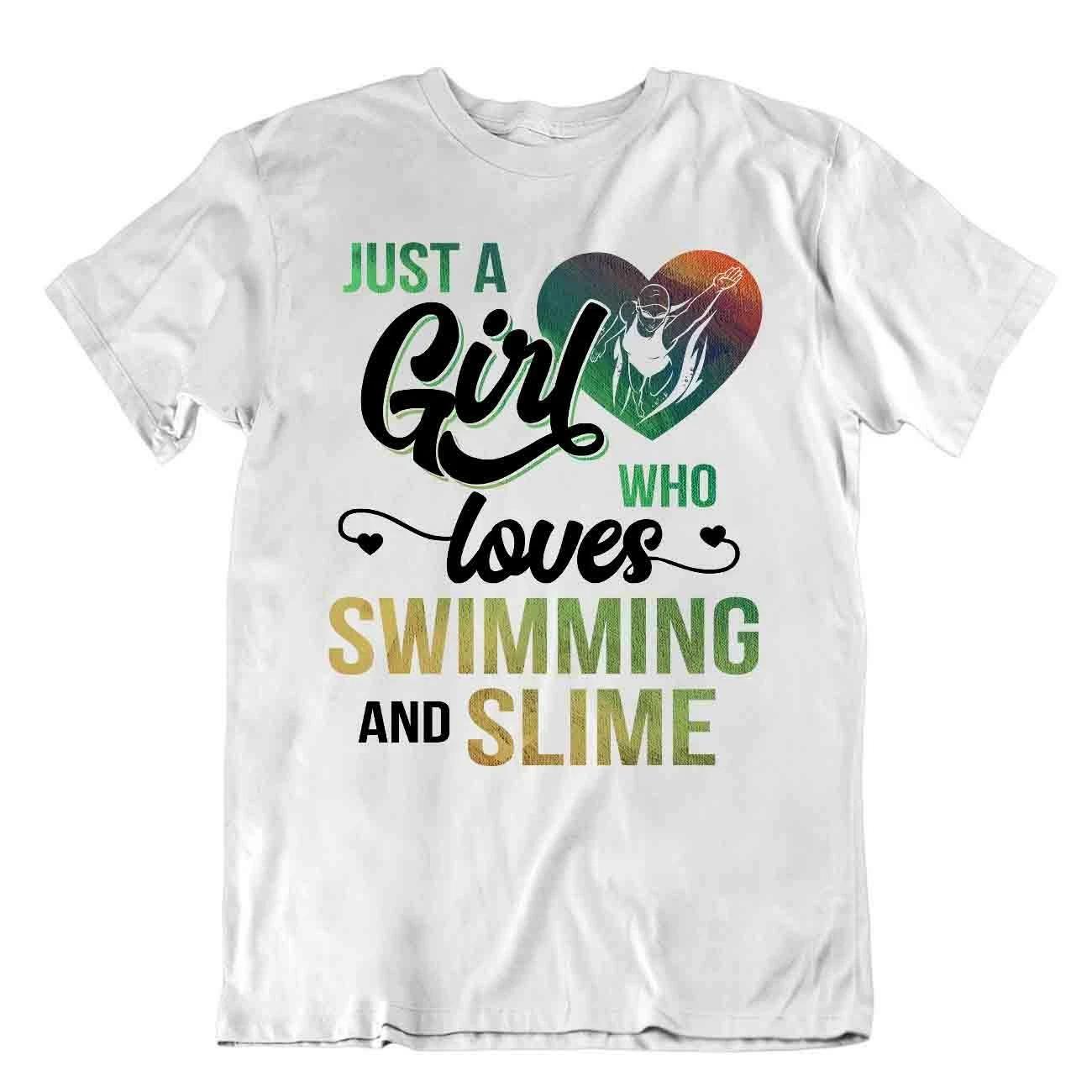 Swimming And Slime Tshirt Awesome Girl Friend Gift Tee Elegant Sports L