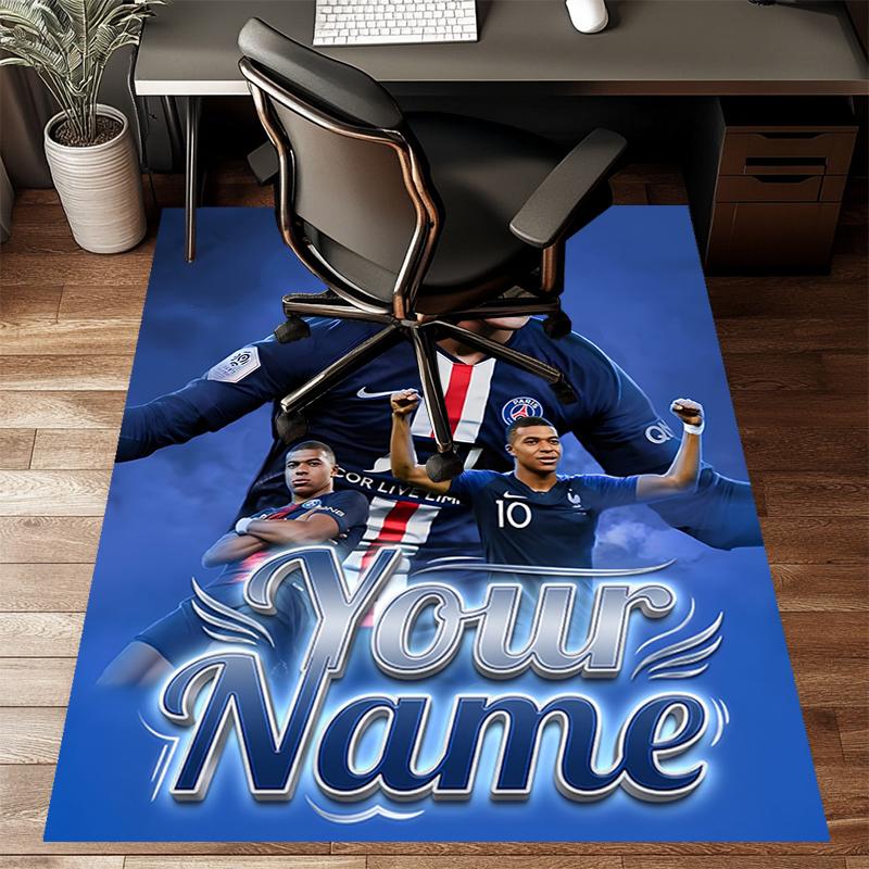 M-Mbappe Design Area Rug Personalized Name- Non-Slip, Soft & Cozy Floor Mat for Living Room, Office - Indoor/Outdoor Carpet