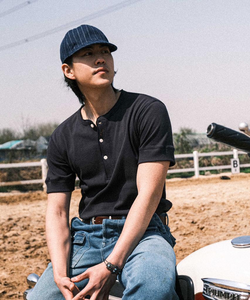 VDR Bikers Henly Neck T-Shirt [Navy]