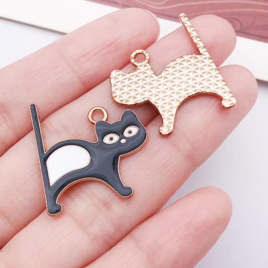 10 ks Roztomilá kočičí přívěsky na šperky Smaltované zvířecí přívěsky Černá koťátka Přívěsky na náramky pro DIY výrobu šperků Náhrdelníky Náušnice Klíčenky