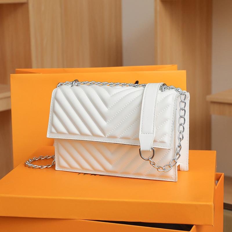 Solid Color New Trendy Fashionable and Beautiful Small Square Bag Textured Striped Women's Bag Retro Atmospheric Messenger Bag