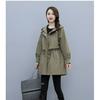 Tooling Windbreaker Women's Mid-length Spring and Autumn Clothes Loose Casual Fashion Army Coffee Color Hooded Jacket Trend