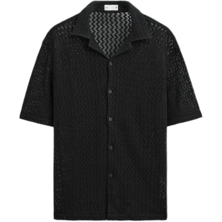 

Zara Comfortable Minimalist Solid Color Short Sleeve Shirt Men shirts Black 2688110-800 L